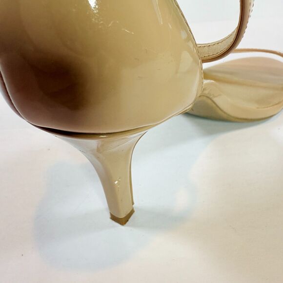 Bandolino Madia Open Toe Natural Patent Stiletto Sandals Buckle Strap Heels 8.5 - Picture 8 of 8